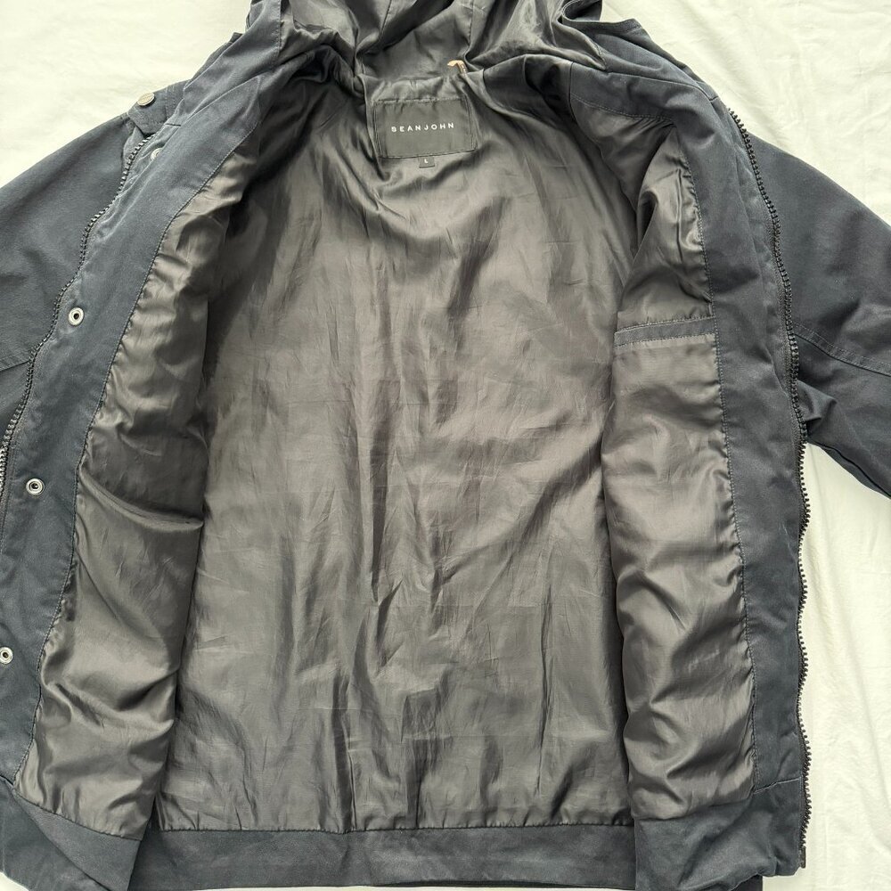 SEAN JOHN Quilted Hooded Field Jacket Black Large - Picture 7 of 15